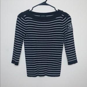 RALPH LAUREN OFF THE SHOULDER STRIPED  SHIRT